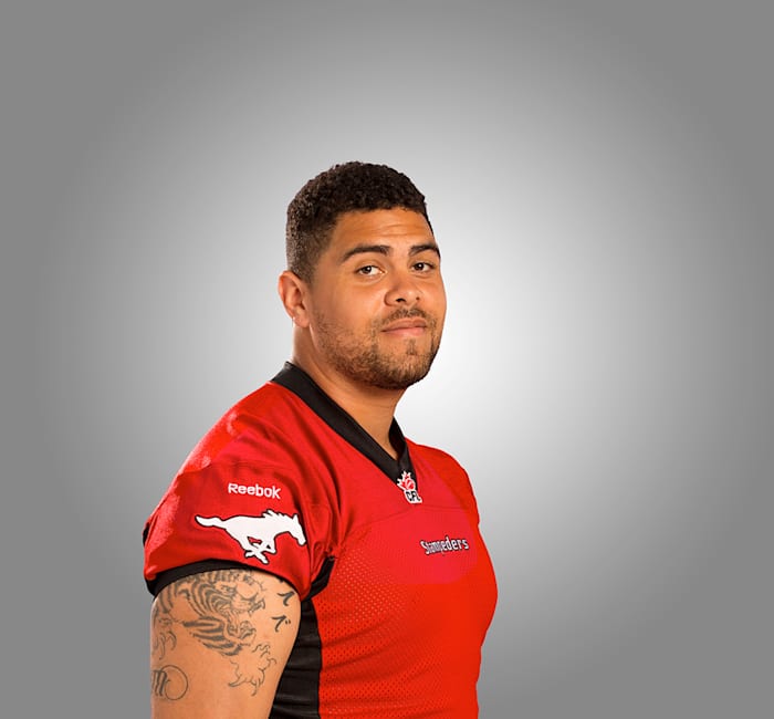 Former Calgary Stampeders defensive lineman Corey Mace, seen here in 2014, was named head coach of the Saskatchewan Roughriders.
